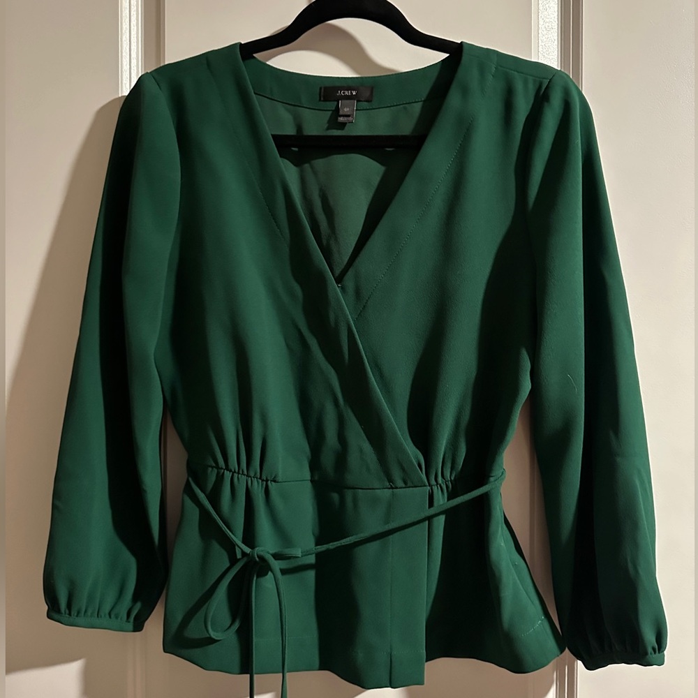 J. Crew Women's Deep Green Long Sleeve Top